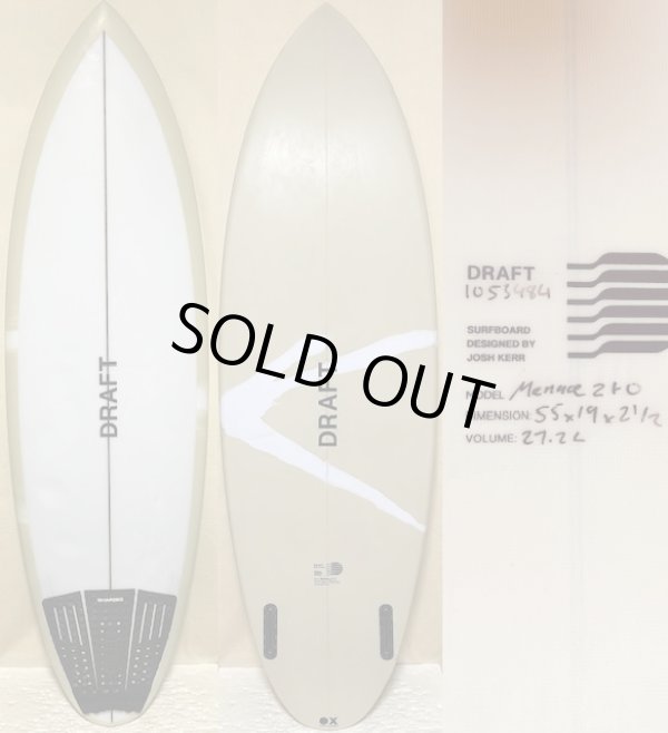 画像1: 【人気モデル美品】DRAFT // New Round Menace Twin 5'5" Fomura-1ブランク ティント入